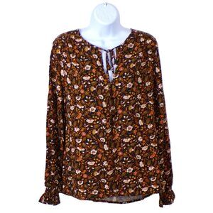 Knox Rose Black Long Sleeve Floral Top NWT Size XS #517